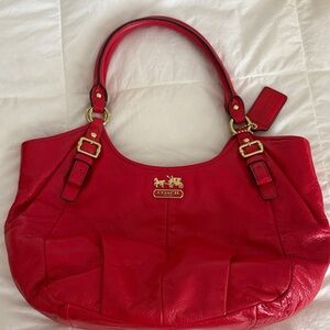 Coach Madison Abigail Red Pebbled Leather Shoulder Tote J1175-18612